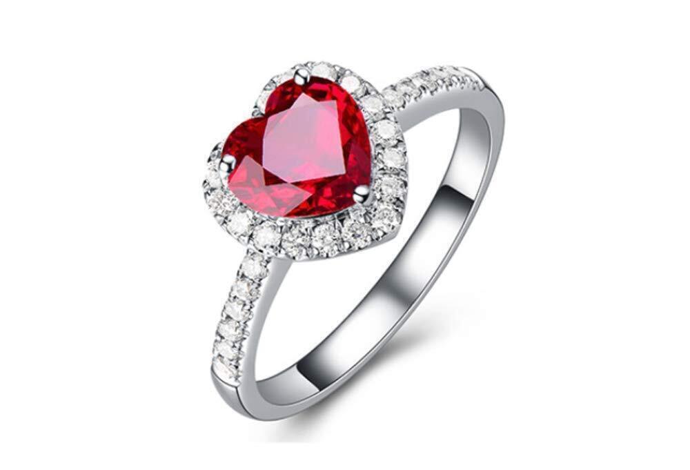 3491 Yaya Fashion Classic Red Ruby Heart Shape Gemstone 925 Silver-Plated